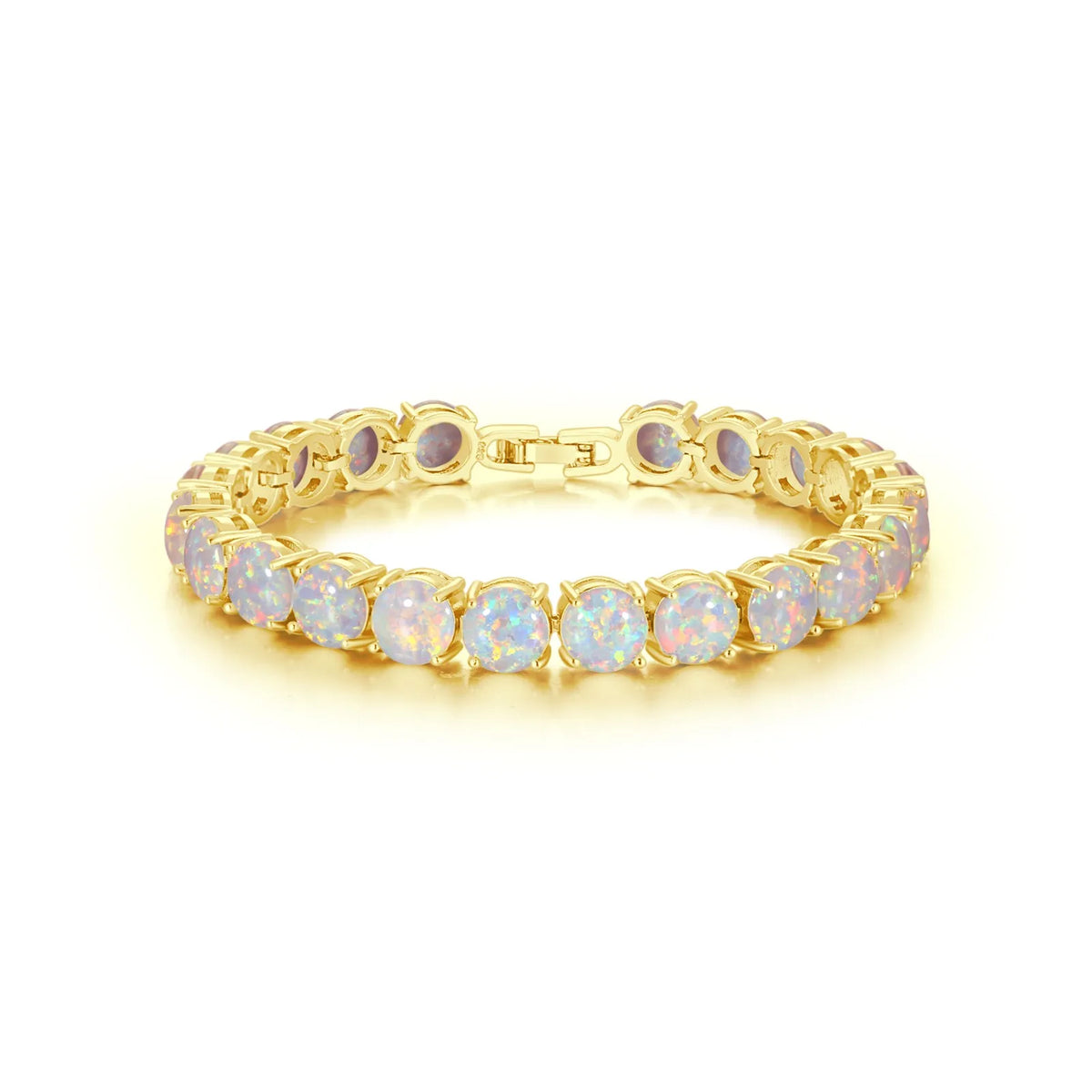 White Fire Opal Chain Bracelet for Women