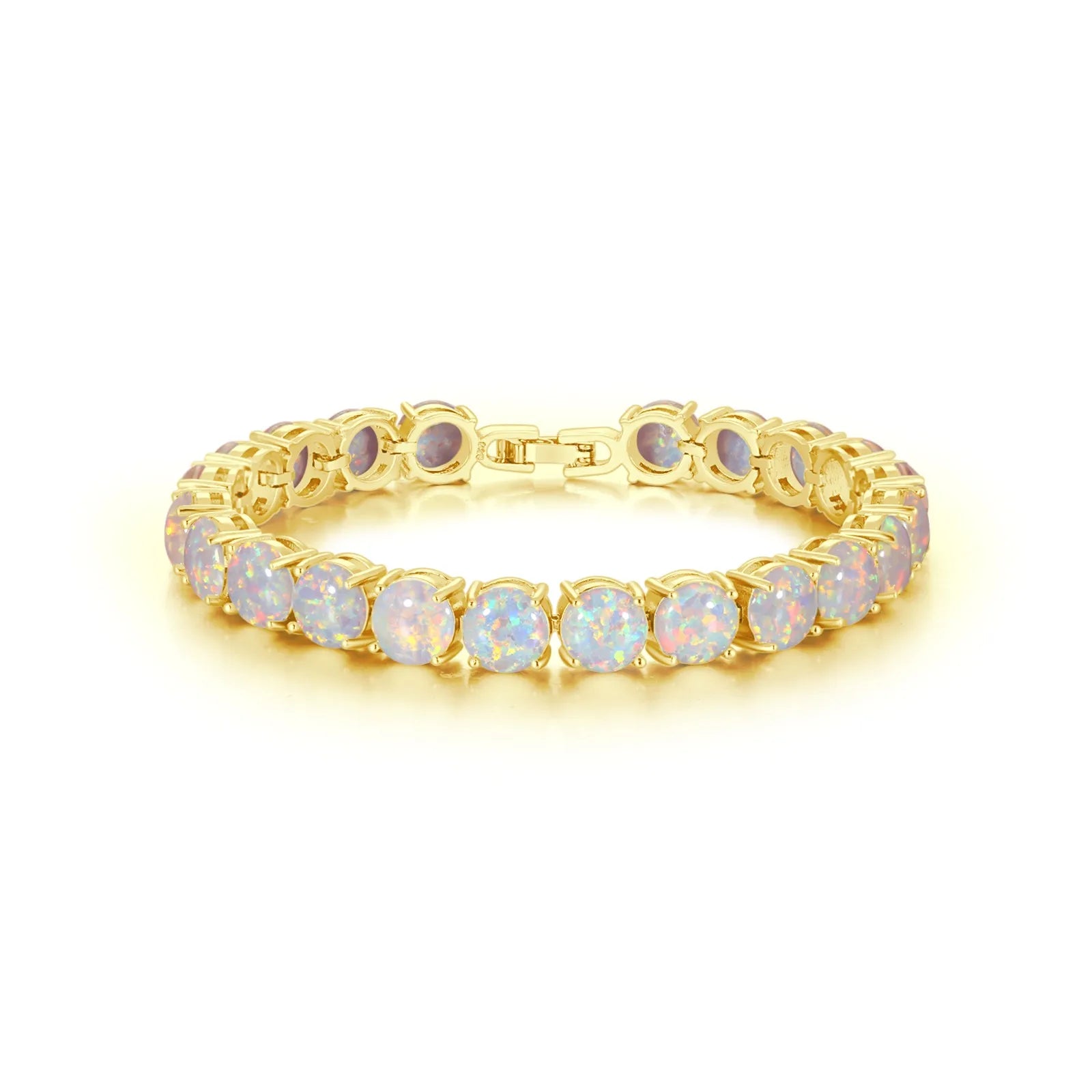 White Fire Opal Chain Bracelet for Women