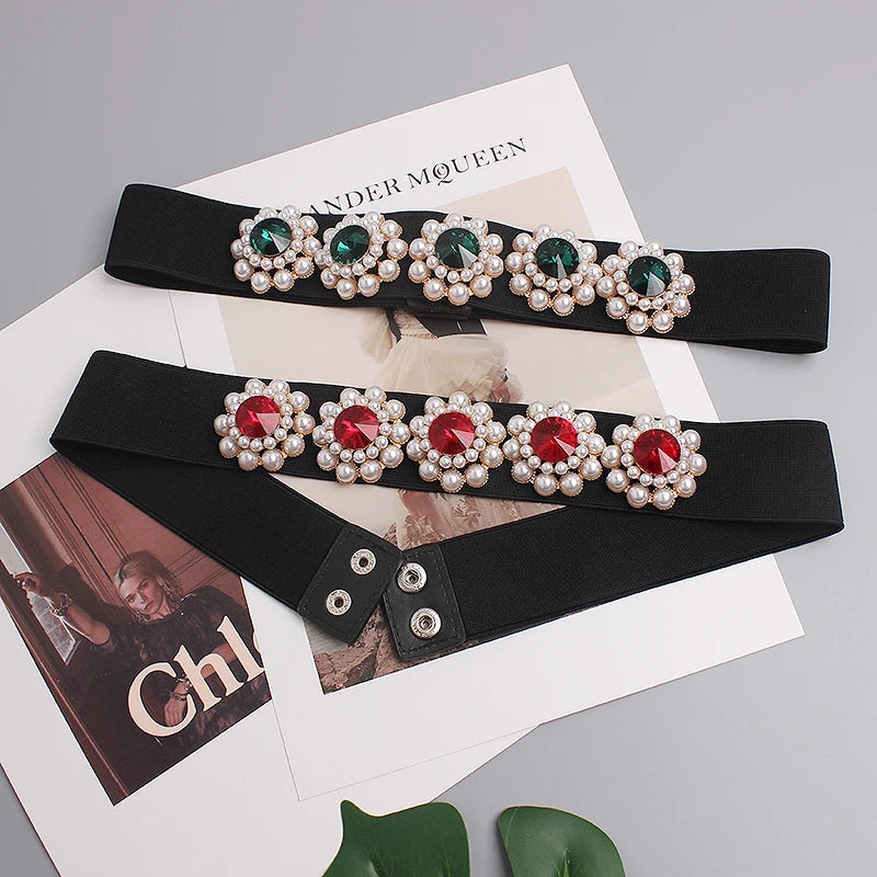 Luxury Rhinestone Pearl Waist Belt - Elegant & Chic