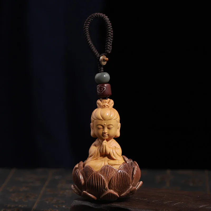 Ethnic Style Wood Carving Keychain