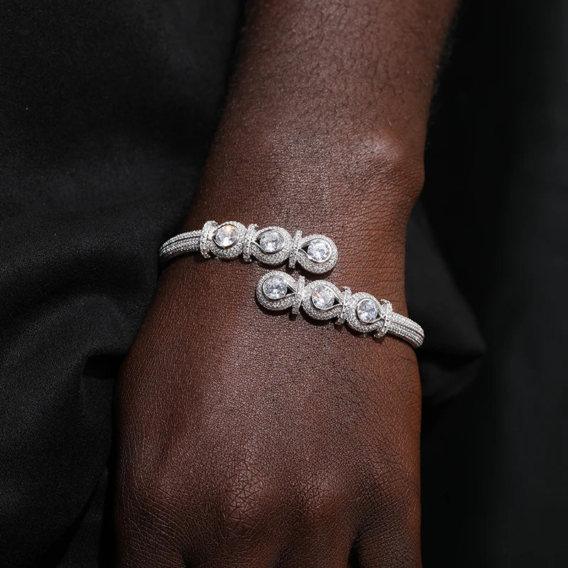 TUHE Luxury Moissanite 925 Silver Hip-Hop Bangle