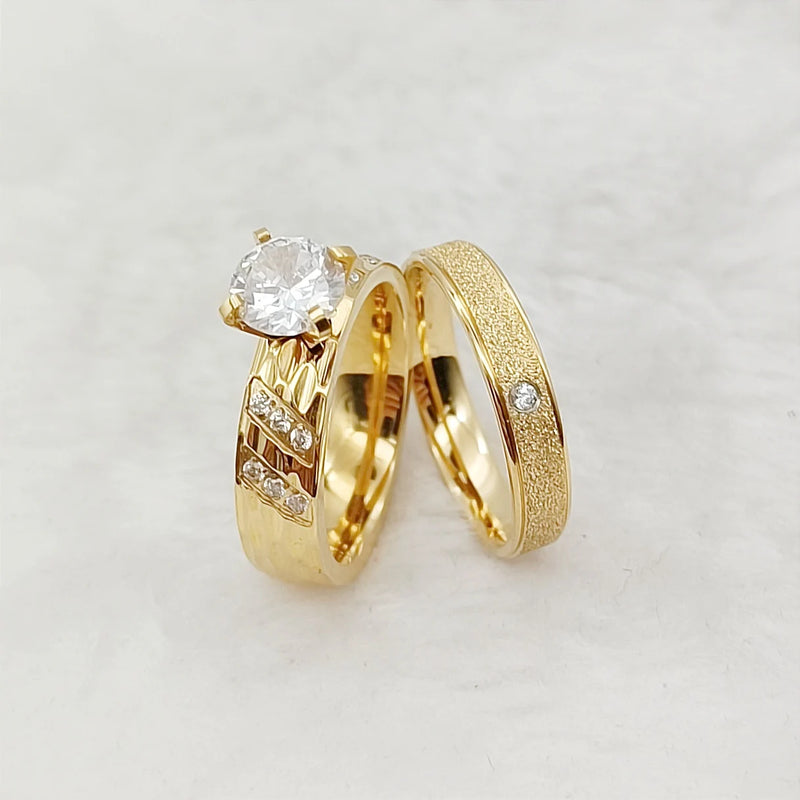 Gold Plated CZ Diamond Wedding Rings for Couples