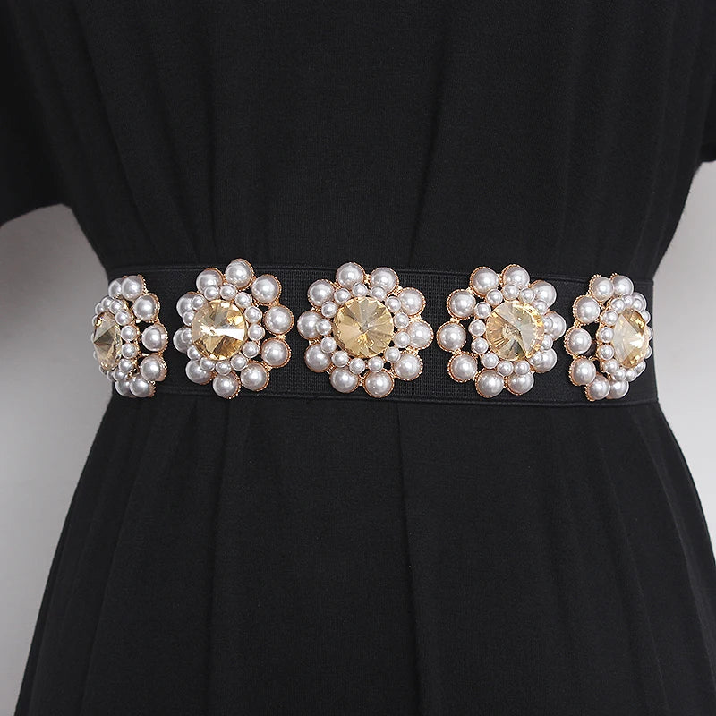 Luxury Rhinestone Pearl Waist Belt - Elegant & Chic