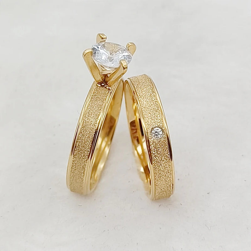 Gold Plated CZ Diamond Wedding Rings for Couples