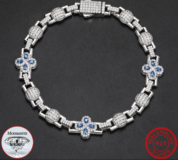 TUHE 925 Silver Moissanite Cuban Chain
