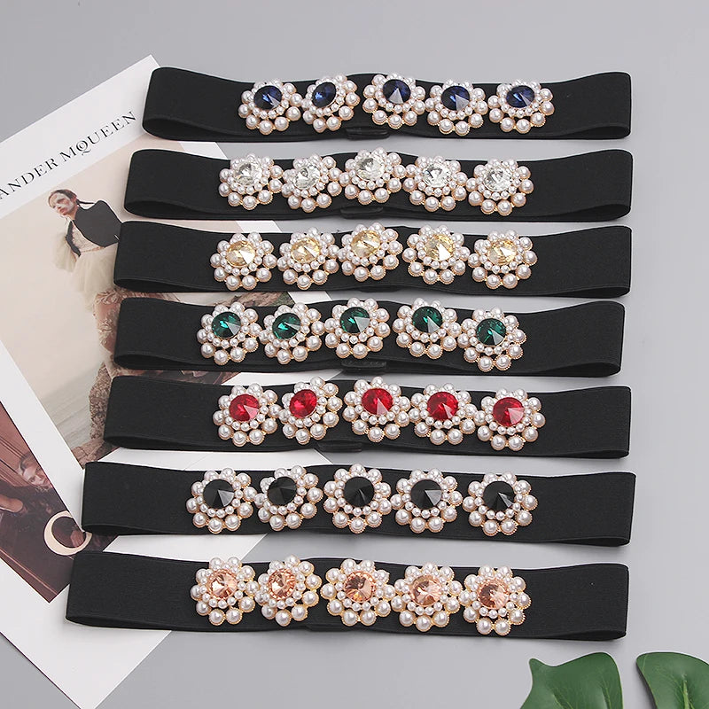 Luxury Rhinestone Pearl Waist Belt - Elegant & Chic