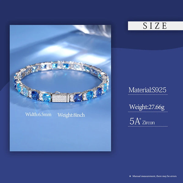 Gradient Blue Square Tennis Bracelet
