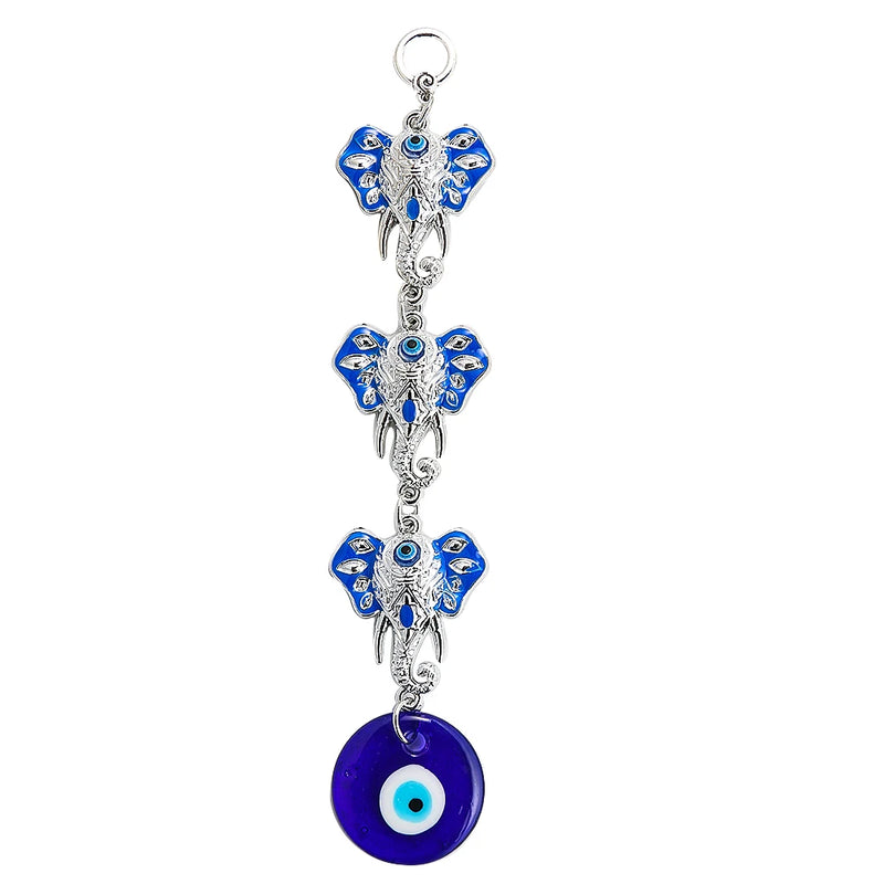 Blue Evil Eye Elephant Keychain Amulet