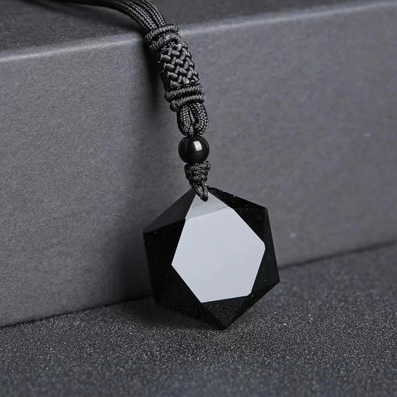 Natural Obsidian Hexagram Pendant