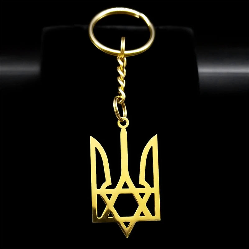 Ukraine Tryzub Trident Pendant Keychain