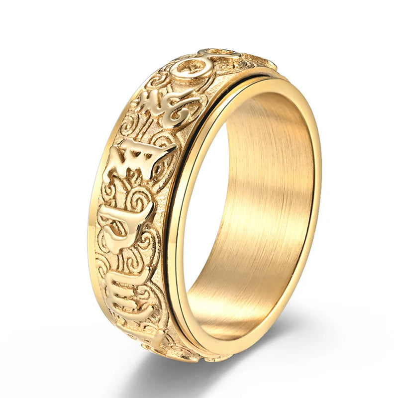 Six-Character Mantra Lotus Ring 