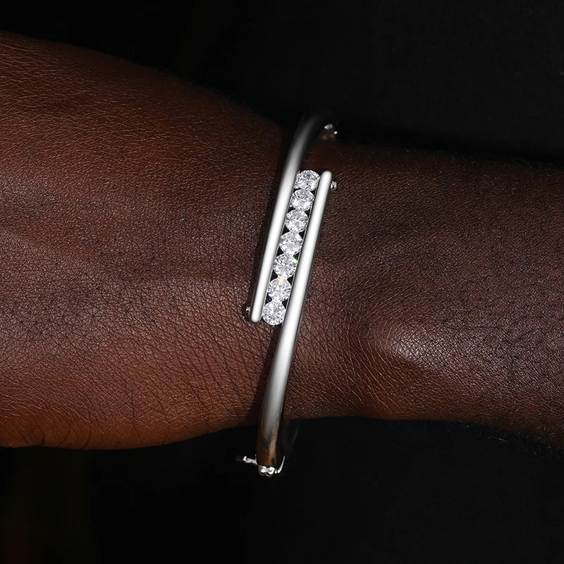 S925 Moissanite Punk Couple Bangle