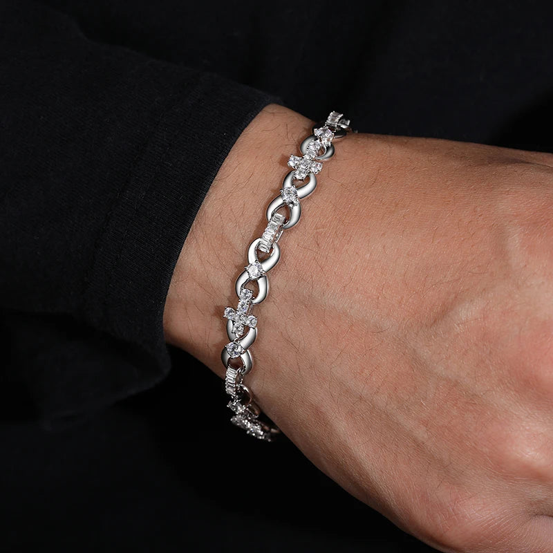 S925 Iced Out Cross Infinity Bracelet