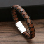 Men's Gold-Plated Leather Bracelet 