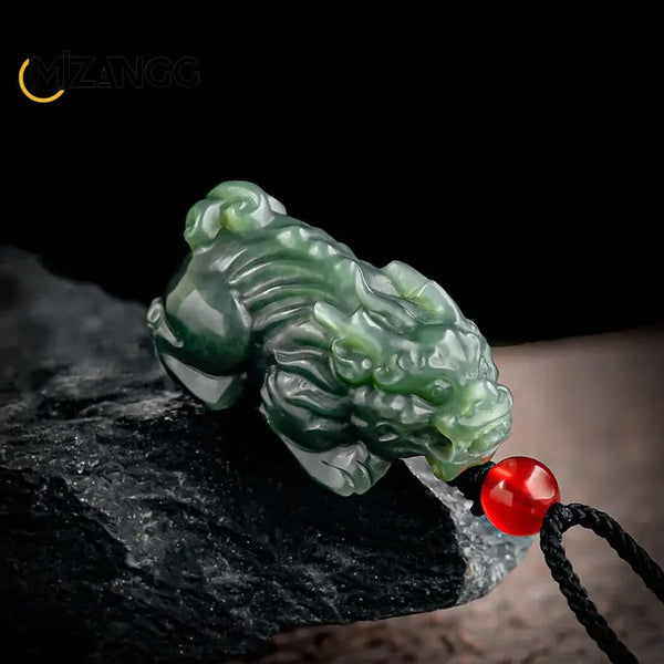 Hand-Carved Hetian Jade Pendant - Blue Jade