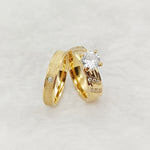 Gold Plated CZ Diamond Wedding Rings for Couples