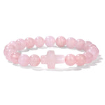Natural Stone Cross Beaded Bracelet