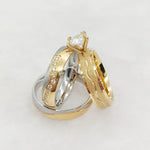Exotic Golden Wedding & Engagement Rings Set