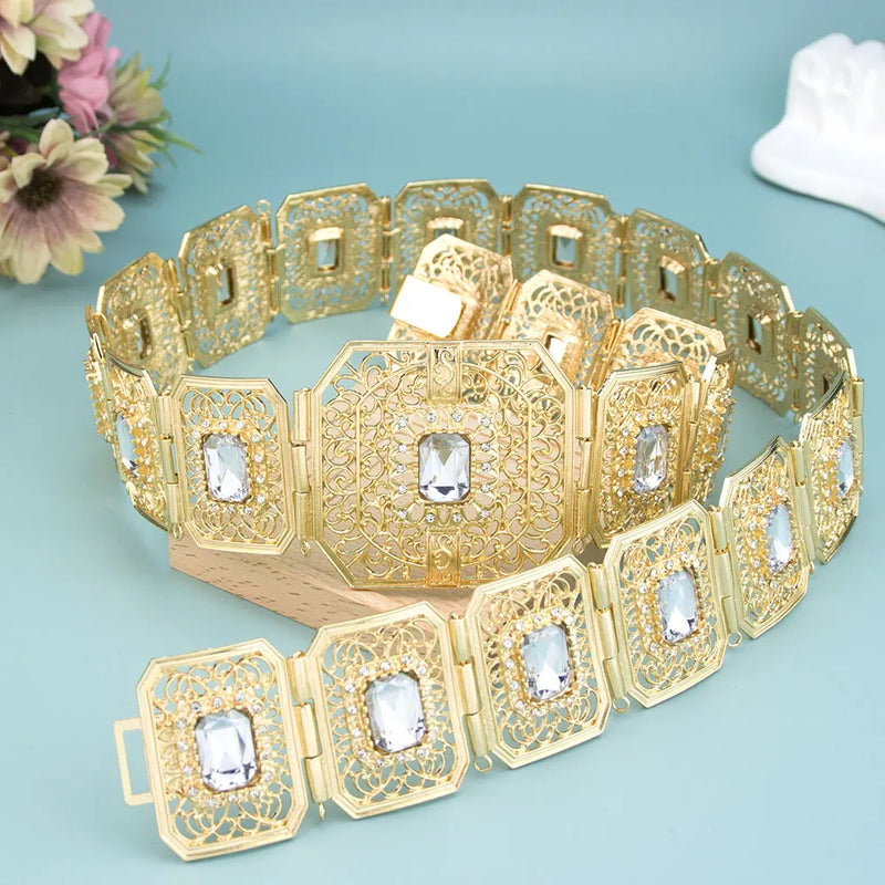 Elegant Morocco Caftan Belt - Adjustable Crystal Wedding Jewelry