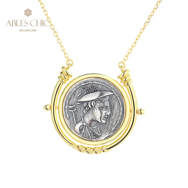 Greek Deity Silver Coin Pendant