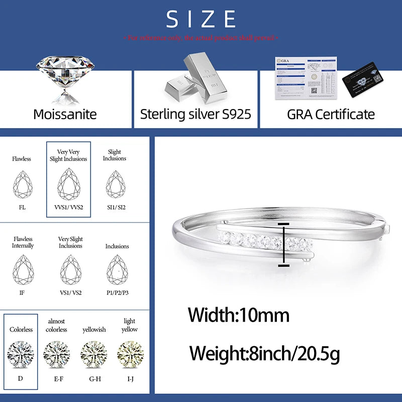 S925 Moissanite Punk Couple Bangle