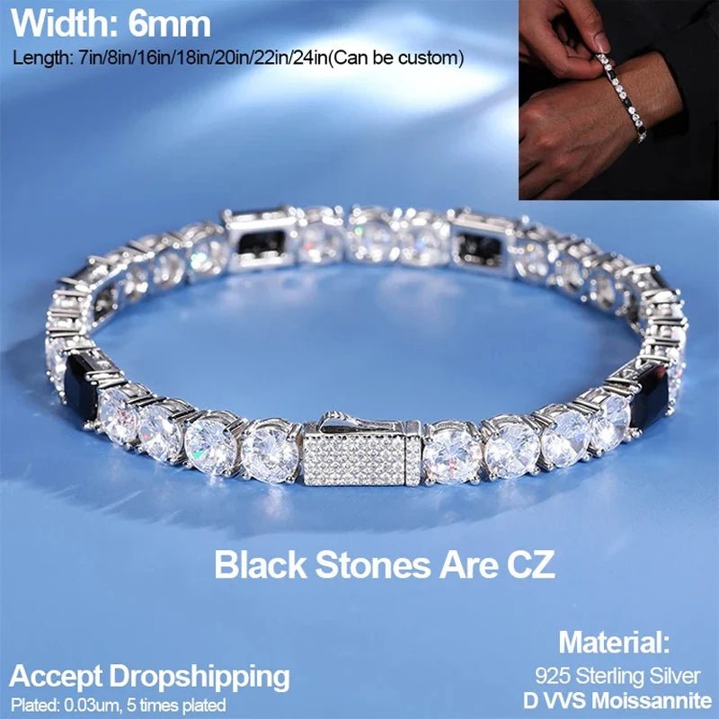 ICEOUTBOX Moissanite & Black CZ Bracelet