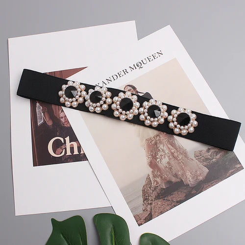 Luxury Rhinestone Pearl Waist Belt - Elegant & Chic