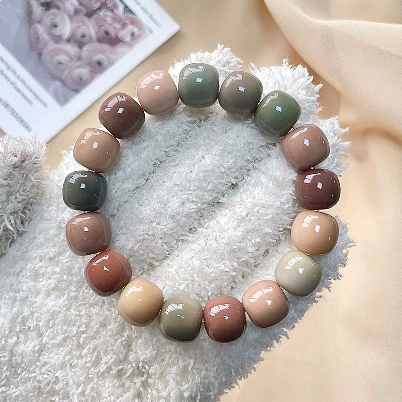 Large Natural Bodhi Root Bracelet with Buddha Beads