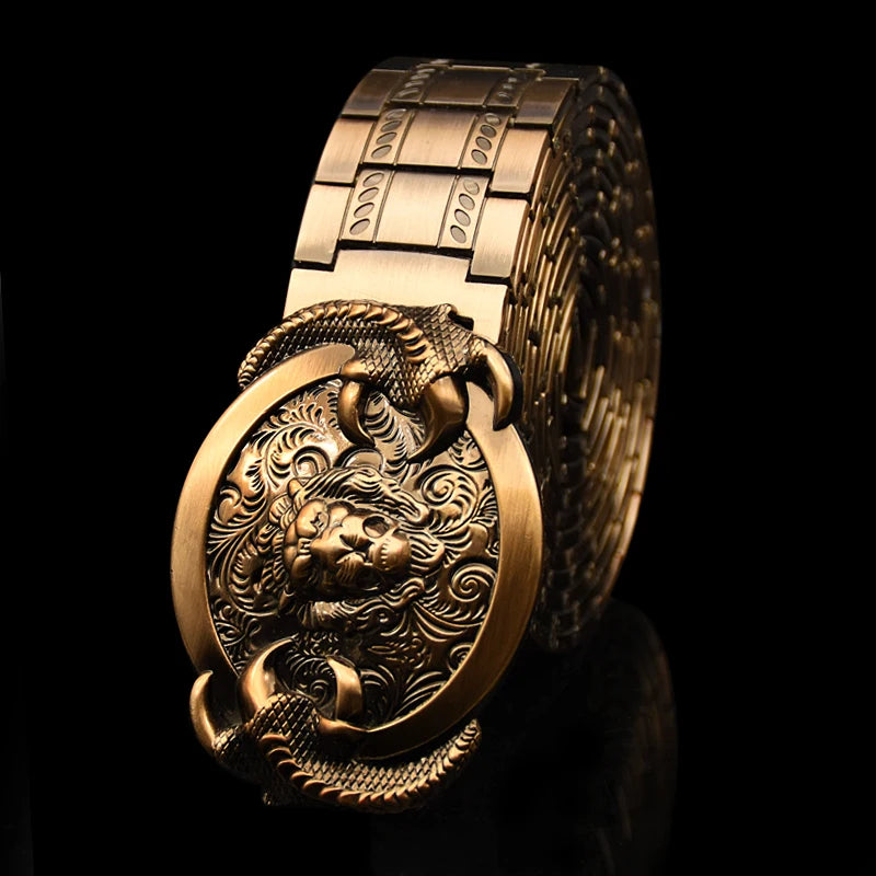 Men's Retro Dragon Belt – Gold Stainless 