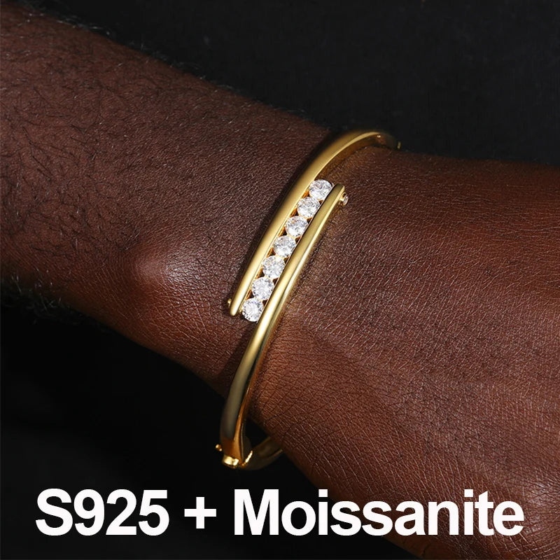 S925 Moissanite Punk Couple Bangle