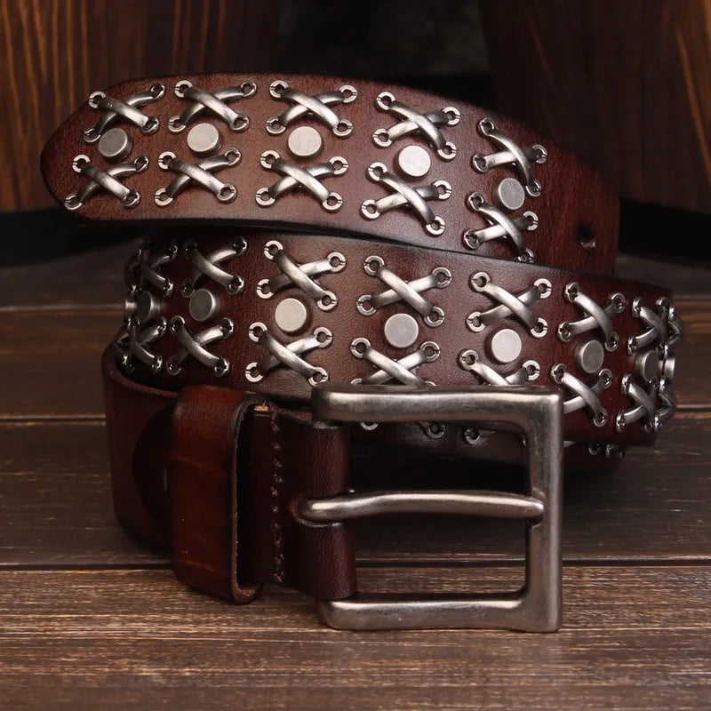 Genuine Leather Punk Rock Belt