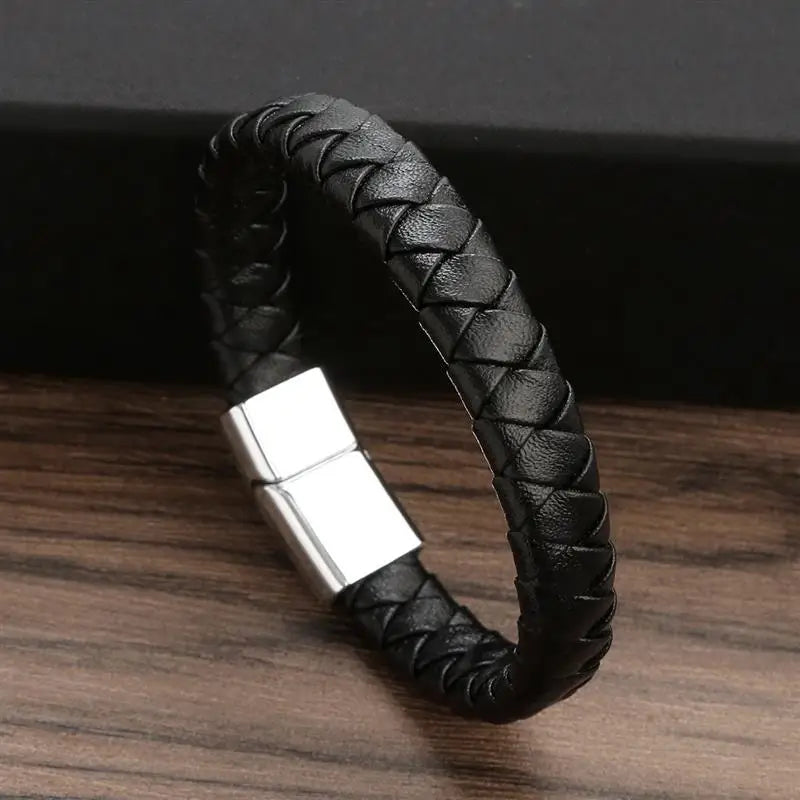 Men's Gold-Plated Leather Bracelet 