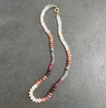 Bohemian Beaded Necklace - Natural Stone Tourmaline