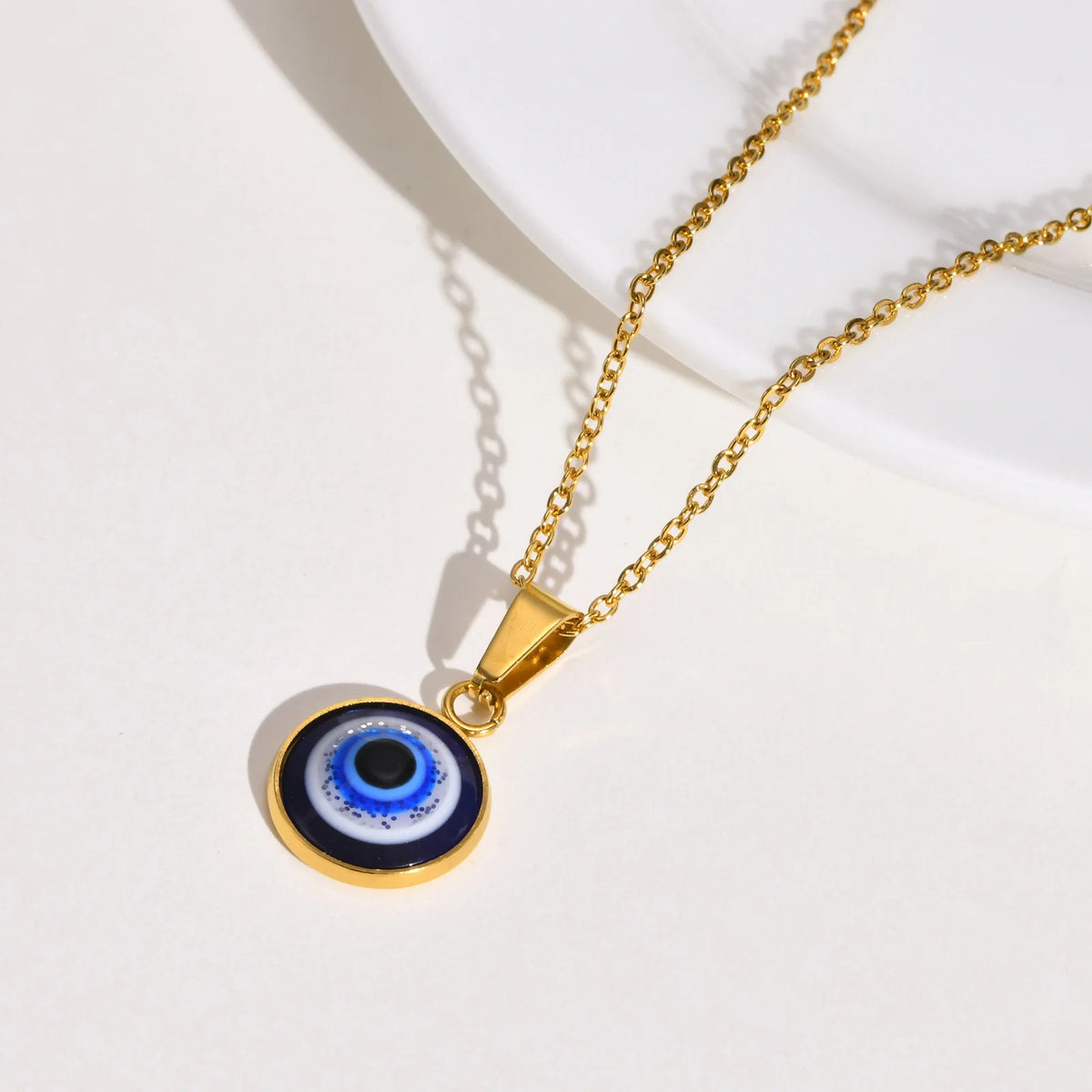 Evil Eye Circle Pendant Necklace