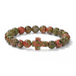 Natural Stone Cross Beaded Bracelet