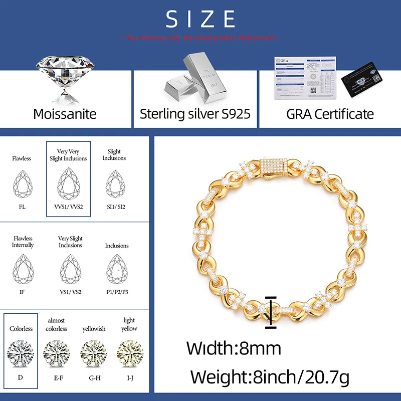 S925 Iced Out Cross Infinity Bracelet