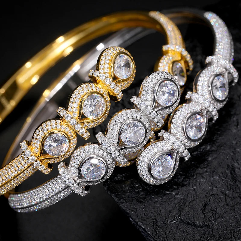 TUHE Luxury Moissanite 925 Silver Hip-Hop Bangle