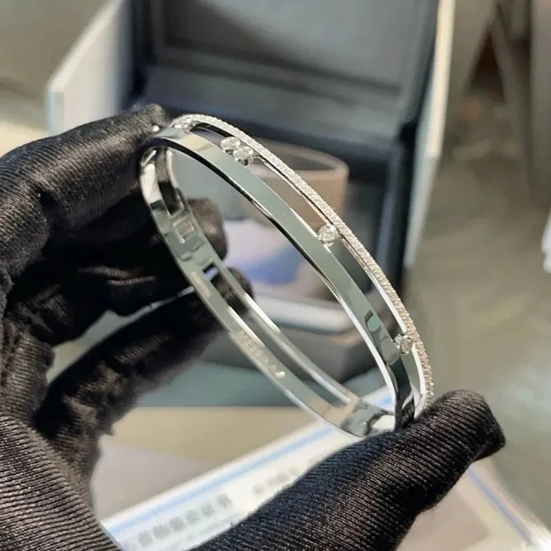 925 Sterling Silver Hollow Diamond Bracelet