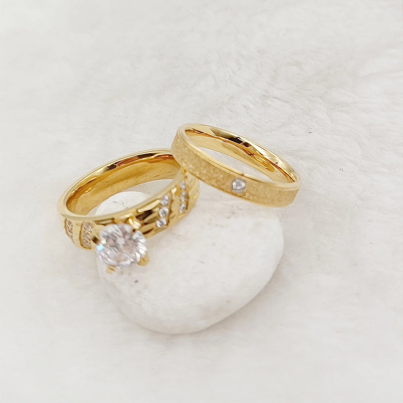 Gold Plated CZ Diamond Wedding Rings for Couples