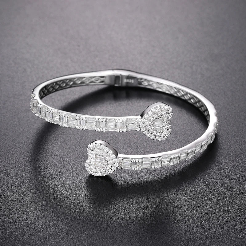 TUHE Luxury Moissanite 925 Silver Hip-Hop Bangle