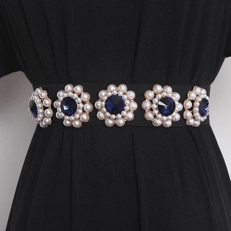 Luxury Rhinestone Pearl Waist Belt - Elegant & Chic