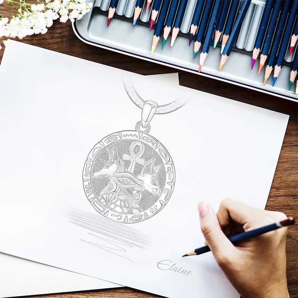 Eudora 925 Silver Anubis Necklace