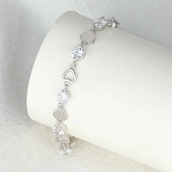 925 Heart Zircon Hollow Bracelet