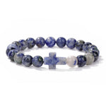 Natural Stone Cross Beaded Bracelet