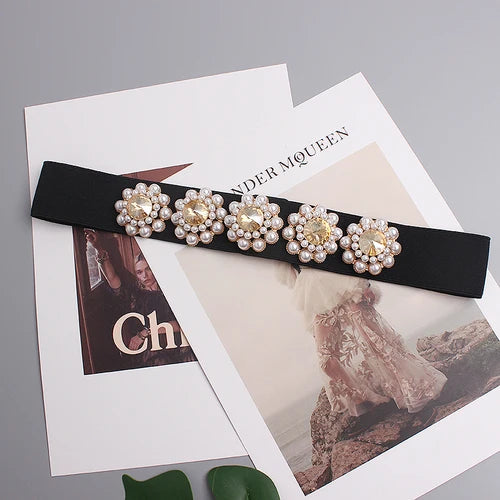 Luxury Rhinestone Pearl Waist Belt - Elegant & Chic