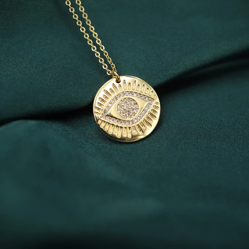 Luxury Evil Eye Pendant - Gold Micro Pave Zircon