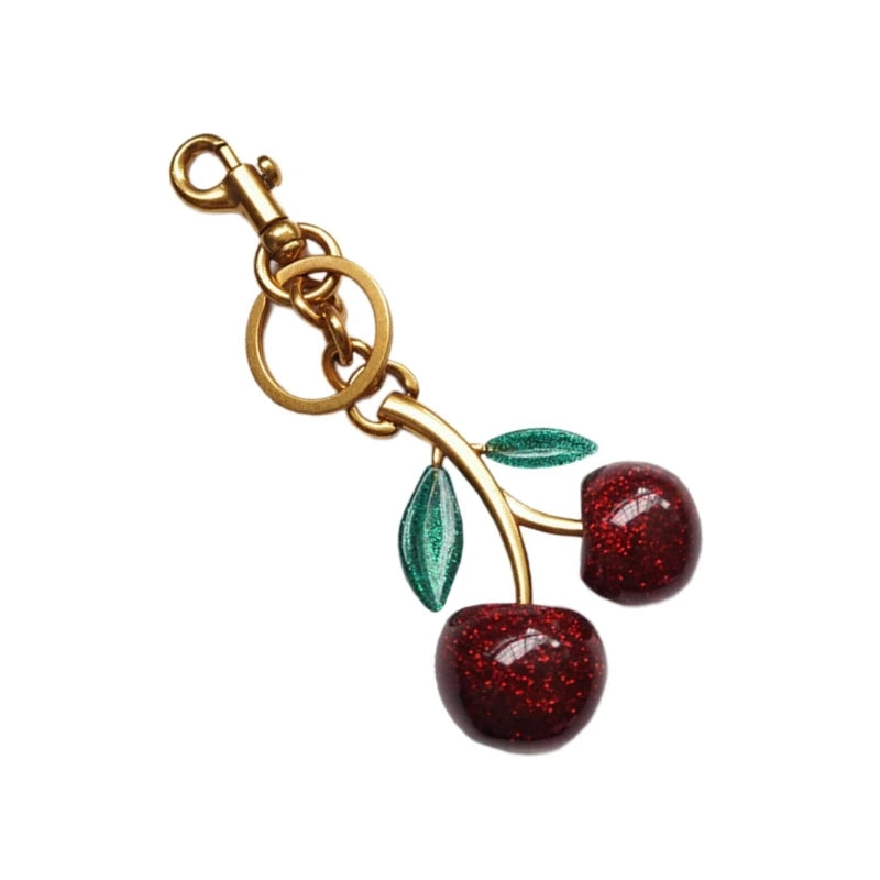 Elegant Crystal Cherry Keychain 