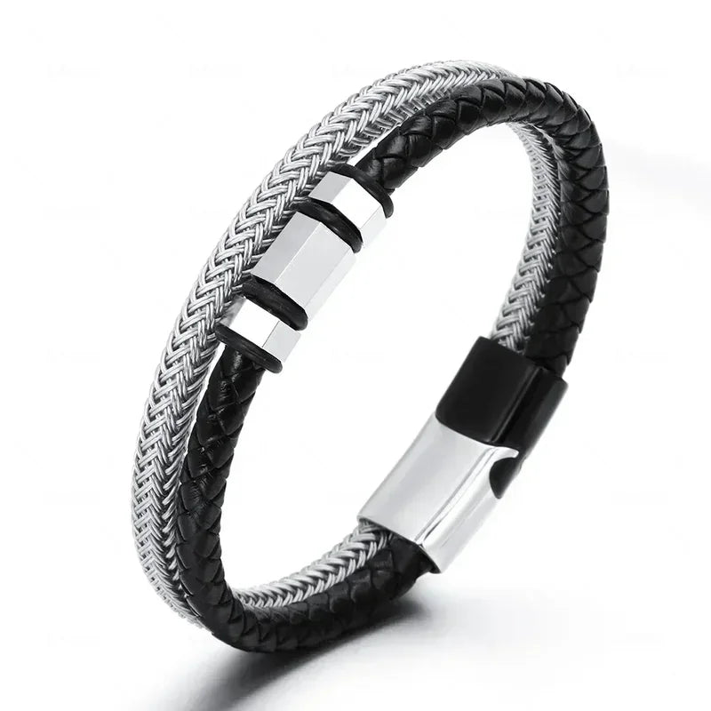 Men's Leather Chain Bracelet 