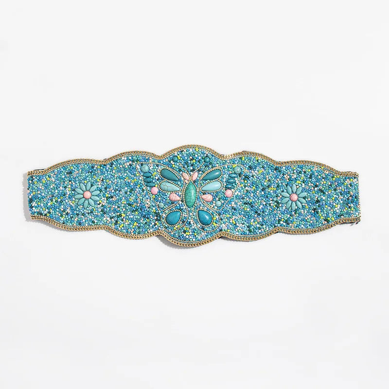 Turquoise Beads Elastic Corset Belt