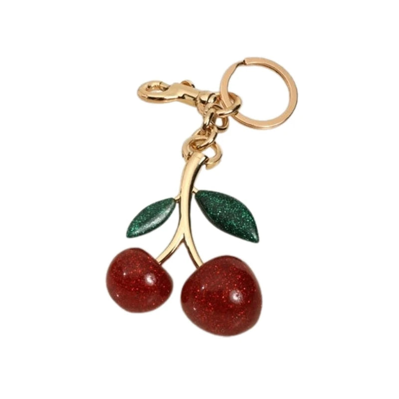 Elegant Crystal Cherry Keychain 